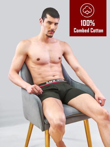 Image of Lux Nitro Men's Interlock Long Trunk | 100% Combed Cotton | Durable & Stretchy Interlock Fabric | Super Soft Waistband | Everyday Comfort Pack of 3