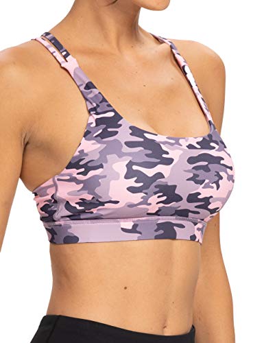 Yuanraner Longline Sports Bra For Women Padded Strappy Yoga Running Workout Bras Medium Support Tank Tops Pinkpurple Camo-L Bx201 #TOP2