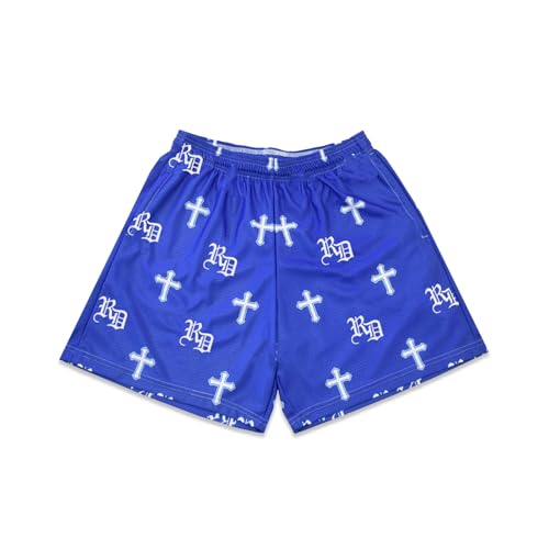 Mens Graphic Shorts 5 Inch Sports Basketball Summer Mesh Workout Running Casual Elastic Waist with Drawstring