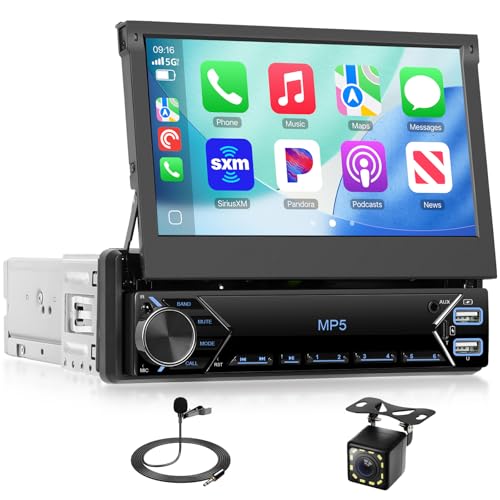 Radio para auto con pantalla retráctil táctil de 7 pulgadas miniatura 1