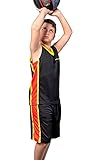 PAIRFORMANCE Premium Basketball Uniforms for Kids, Sizes 6-12, Boys and Girls Sports Activewear Matching Color Sets - Bask-Blk-L