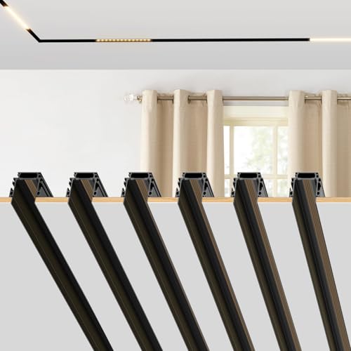 SCON 6-Pack Track Rails, Recessed Magnetic Track Lighting Kit, Easy Install Aluminum Rail System for Flush Mount LED Heads, for Magnetic Lamp Heads for Kitchen, Living Room, Office, Shop (3.3FT)
