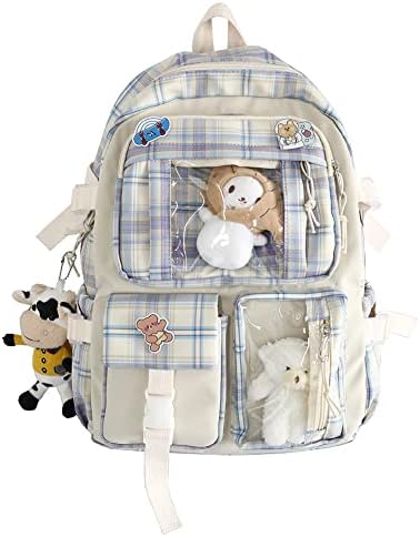 Kawaii Backpack With Kawaii Pin And Accessories, Large Capacity Cute Bear Accessories Backpack For School Multi Pocket Kawaii Handbag Japanese School Bag For Teen Girls 40*30*11cm