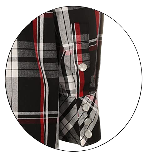 Image of Gioberti Boys Casual Western Plaid Long Sleeve Pearl Snaps Shirt