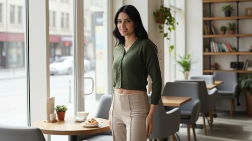 Image of Women Winter Wear V-Neck Full Sleeves Regular Fit Woollen Blouse