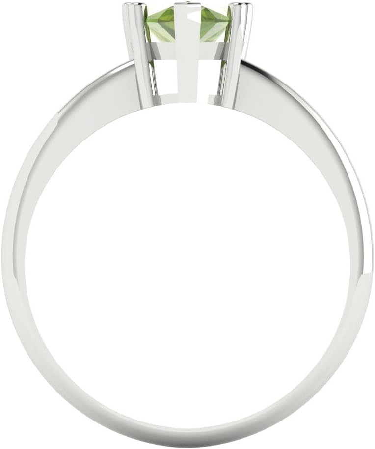 Clara Pucci 1.5 cttw Pear Cut Solitaire Maximalist Cocktail Statement Ring for Women - 14K White Gold Plated .925 Sterling Silver (9x6mm Natural Peridot)