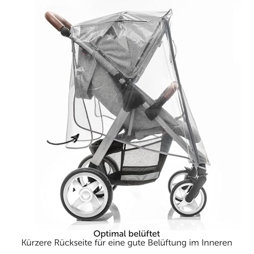 Zamboo Universal Regenschutz Buggy mit vollständiger Frontöffnung - Regenverdeck Kinderwagen & Sportwagen mit Fenster und Doppel Reißverschluss zum Öffnen - transparent, schadstofffrei