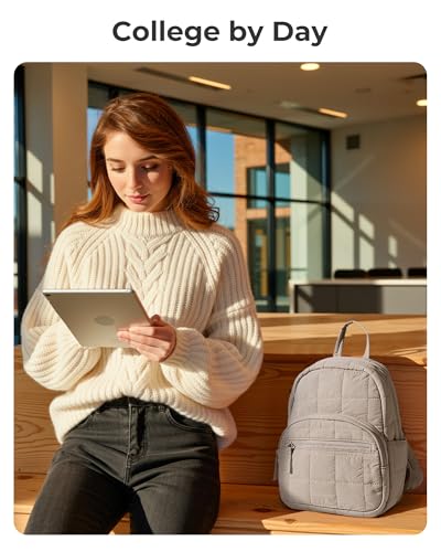 Image of BAGSMART College Laptop Backpack, Mini Backpack for Women, Lightweight Small Backpack Purse, Bookbag for Work College, Water Resistant, Camel