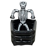 Hbbgdiy Halloween Cooler Black Skull PVC Inflatable Ice Serving Bar with Anti Leakage Nozzle Blow Up Floating Drink Cooler for Parties Yard BBQ Picnic Pool Outdoor Events