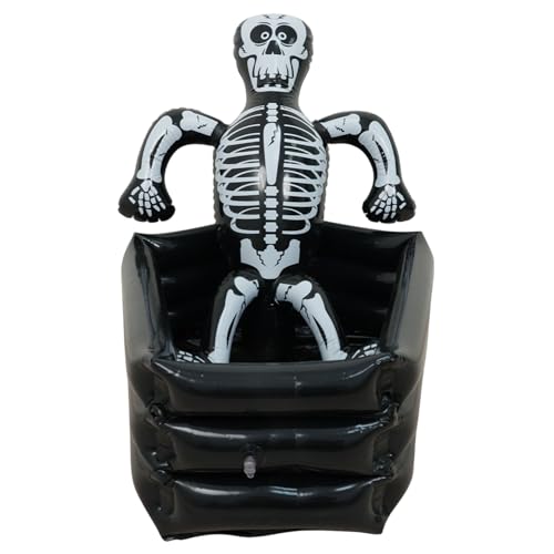 Hbbgdiy Halloween Cooler Black Skull PVC Inflatable Ice Serving Bar with Anti Leakage Nozzle Blow Up Floating Drink Cooler for Parties Yard BBQ Picnic Pool Outdoor Events
