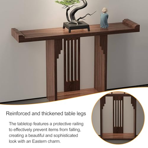 Mesa de sofá estrecha para pasillo largo y decoración del hogar rústico 7