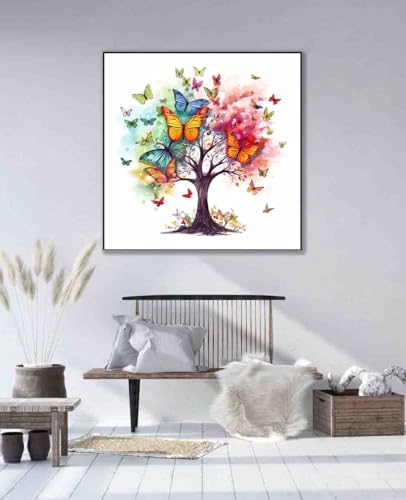 Image of Tree of Life Cross Stitch Kits for Adults Beginner,Butterfly Counted Cross Stitch Kits Printed Stitching Cute Patterns Dimensions Needlepoint Art Crafts Embroidery Kits for Adults Beginners