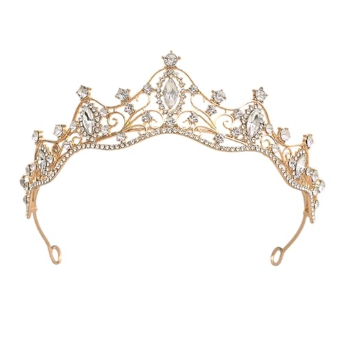 Tiara de comunión para niñas con apliques de diamantes de imitación y perlas hechas a mano para novia, corona de flores, corona para el pelo, para comunión, boda, fiesta, accesorio elegante, color