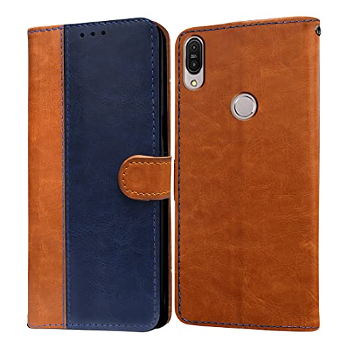 Image of Flip Cover Compatible with Asus Zenfone Max Pro M1 | Premium Leather Finish | Inbuilt Pockets & Stand | Flip Cover Back Case for Asus Zenfone Max Pro M1 (CamelBlue)