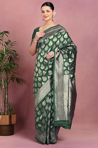 Image of Subham Saree for Woman Silk Cotton Kanjivaram | Soft Daily Wear Golden Zari Sari with Jacquard Blouse Piece