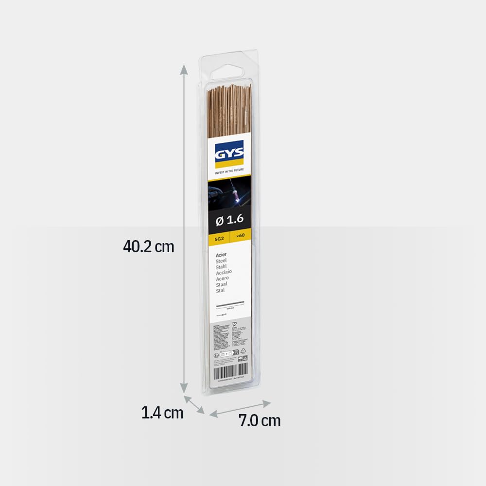 GYS - 60 Bacchette in acciaio per saldatura TIG, lunghezza 330 mm, diametro 1,6 mm
