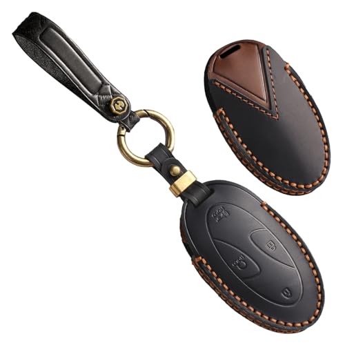 Porte-clés pour Hyundai Azera étui anti-choc en cuir noir