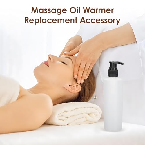 Massage Oil Dispenser Bottle, 250ml Plastic Pump Dispenser Bottles Refillable Cream Shampoo Pump Dispenser for Massage Oil Heater, Soap, Shampoo, Lotions, Creams(2 Pack)3