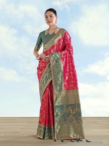 Monjolika Fashion rani pink pure silk saree in soft silk – image 2