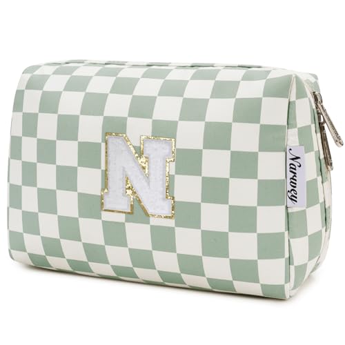 Narwey Birthday Gifts for Teen Girls Kids Women Personalized Initial Checkered Makeup Bag...