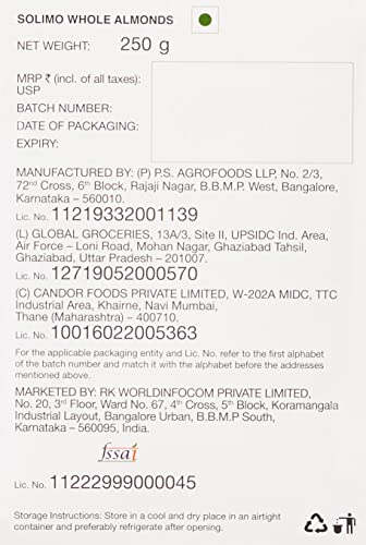 Image of Amazon Brand - Solimo Almonds, 250g With Amazon Brand - Solimo Raisins, 500g