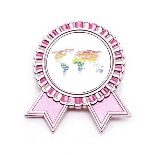 Broche carte du monde LGBT cadeau symbolique en métal rose taille M