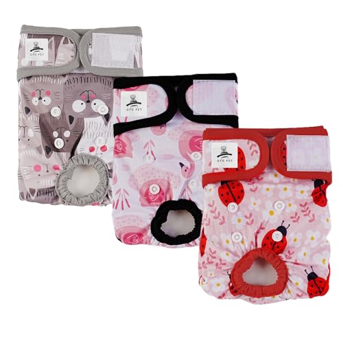 UFO PET Wiederverwendbare Hunde Windeln Weiblich, Läufigkeitshose für Hündinnen XS (3 Stück), Hochsaugfähige Hundewindeln für Hündinnen mit...