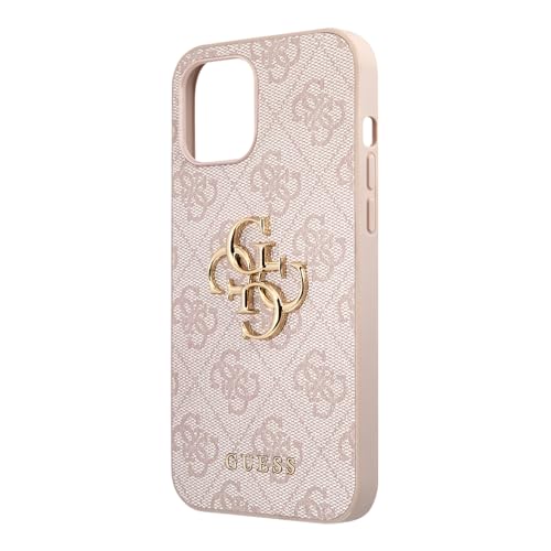 Coque iPhone 12 Pro Max Guess Big Metal Logo Rose Luxe Rigide GUHCP12L4GMGPI