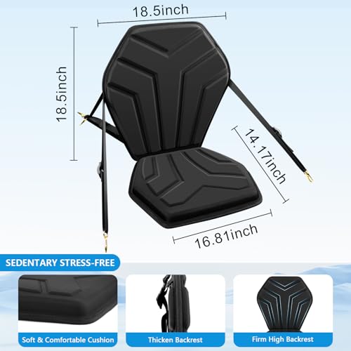 HLOGREE 6-Point Attachment - Thick Padded Kayak Seat Cushion with Back Support,Extra Cushioned Kayak Replacement Seat Universal for Hobie,Sit on Top,Lifetime,Pelican,Perception,Raised,Sit in by HLOGREE - Image 6