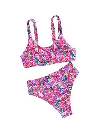 Bikini floral taille haute ensemble 2 pièces fluide et doux