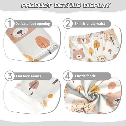 Bear and Tree Girls Leggings,Workout Leggings for Girls Toddler Athletic Legging Size for 3-10T3