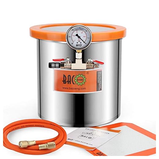 BACOENG 3 Gallon Tempered Glass Lid Stainless Steel Vacuum Chamber Perfect for Stabilizing Wood, Degassing Silicones, Epoxies and Essential Oils