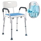 Medokare Shower Chair for Inside Shower - No Tool Required Adjustable Shower Chair with Arms and Back for Elderly and Disabled - White