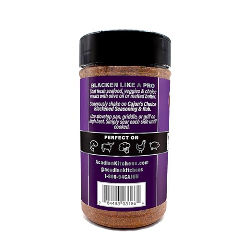 Blackened Seasoning 6.5 oz Shaker – Ideal for Grilling or Cooking Fish, Chicken, Wings, BBQ, Pork, Steak, Vegetables, Burgers, Salmon, Soups & More – Adds Authentic Louisiana Flavor - By Cajun's Choice