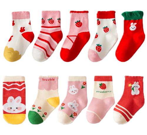 kiobrvhe Kids Cotton Animal Socks 10-Pairs Pack Cute Comfortable Cartoon Crew Socks Soft Breathable Toddler Sock (Style B,3-5T,US,Age,3 Years,5 Years)