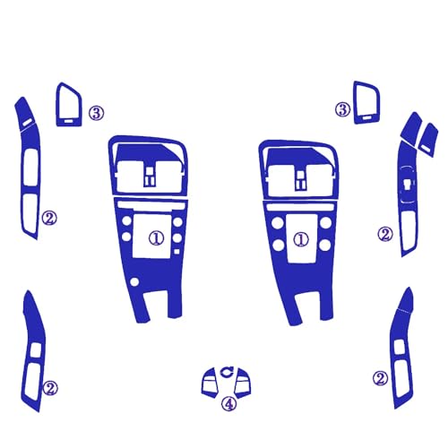 Autocollants poignée et panneau Volvo XC60 en fibre de carbone bleue 3D haut de gamme