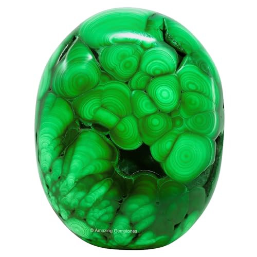 Image of Amazing Gemstone Malachite Crystals and Healing Stones - Large Palm Stone Crystals Piedra - Crystal for Good Luck, Balanced Positive Energy, Meditation - Unique Stocking Stuffers, Gifts for Women