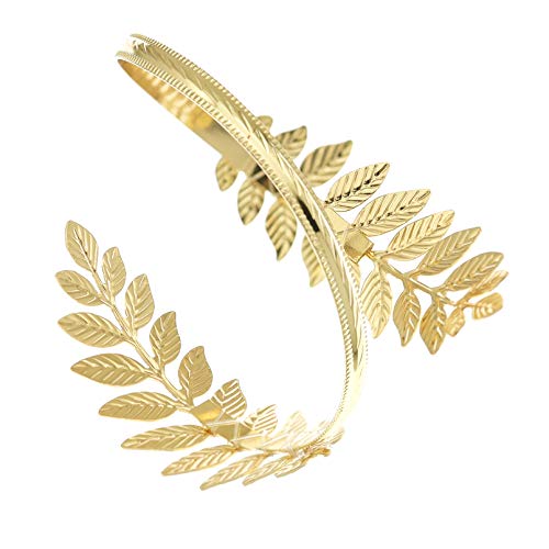 Rechicgu Gold Tone Greek Roman Laurel Christmas Tree Leaf Bracelet Armband Upper Arm Cuff Armlet Festival Bridal #TOP6