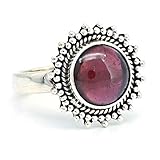 Hergestellt in Indien Ring Silber 925 Sterlingsilber Granat rot Stein (Nr: MRI 194), Ringgröße:52 mm/Ø 16.6 mm