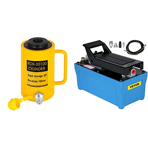 VEVOR 30T 4Inch Hydraulic Cylinder Jack & Air Hydraulic Pump 10000 PSI
