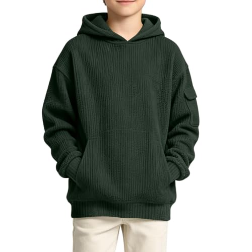 Teen Hoodies Boys Boys Hoodies Waffle Toddler Sweatshirt Long Sleeve with Pocket Pullover Girls Back To School Clothes Capsule Wardrobe Clothing Set Sudadera Para Niños Army Green - image 1