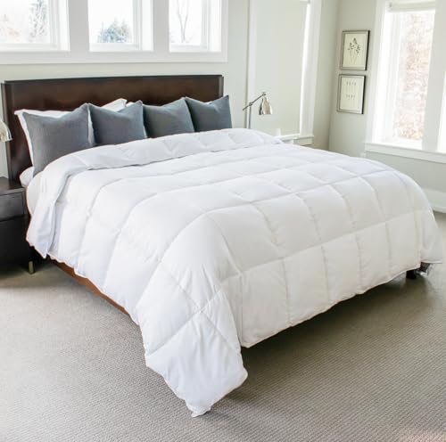 Image of Gray Eagle Oversized King Comforter - Lightweight Down Alternative Duvet Insert, Spring Summer Bedding for Hot Sleepers, 120x120, Soft Breathable Fluffy Comforter King Size with Corner Tabs, White