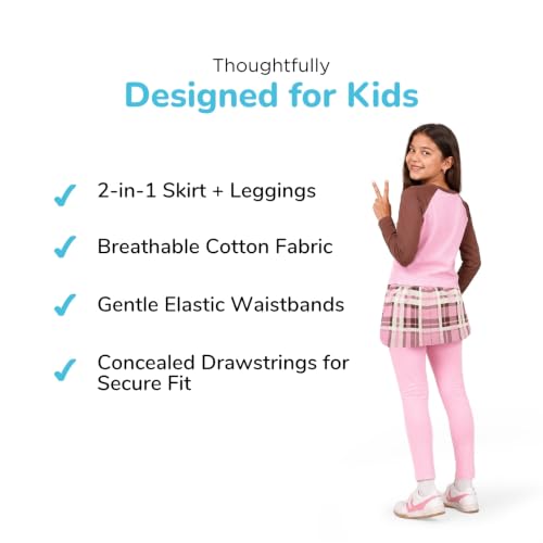 Image of YouGotPlanB Skeggings for Girls | Pack of 1 | 2-in-1 Skirt with Attached Leggings | Cotton | Ages 4-16 Years | Comfort fit | Ideal for Sports & Play