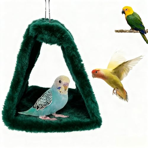 Image of Bird Nest Snuggle Hut Soft Plush Hammock Hanging Cage Tent for Birds Parrot Winter Warm Bed Pet Toy for Hamster Parrot Macaw Budgies Eclectus Parakeet Cockatiels Cockatoo Lovebird (Green)