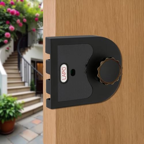 Image of LAPO Ultra Secure XL Rim Lock | Black Finish Strong Deadbolt Security Lock | Suitable for Wooden, Sliding & Double Doors | Left /Right-Hand Inside Opening | 4 Brass Keys | 3-Year Warranty