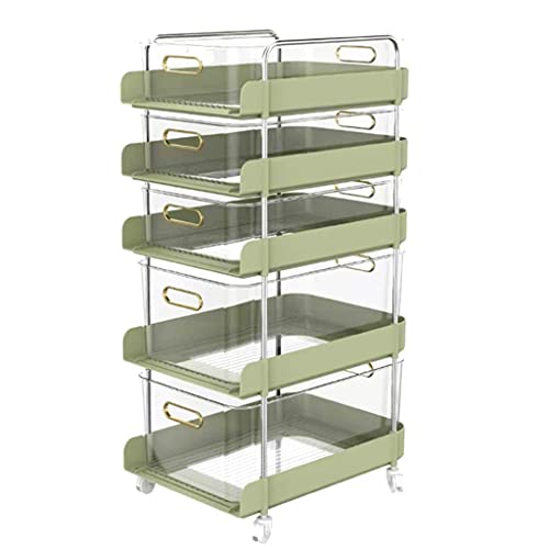 sjdoPulse Rotating Kitchen Shelf Rack, Movable 3-5 Tier Fruit Vegetable Basket, Floor-Standing Storage Rack, for Kitchen Living Room Toilet,A,25 * 37 * 66.5Cm,A,25 * 37 * 66.5cm