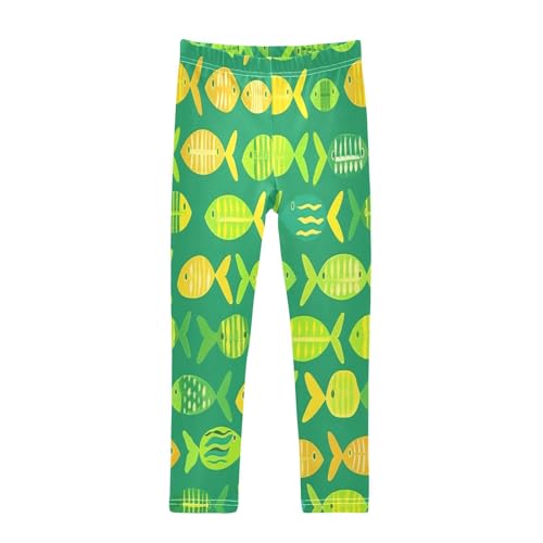 Bolaz Toddler Girls Leggings Printed Yoga Pants Leggings Green Orange Fish for Kids