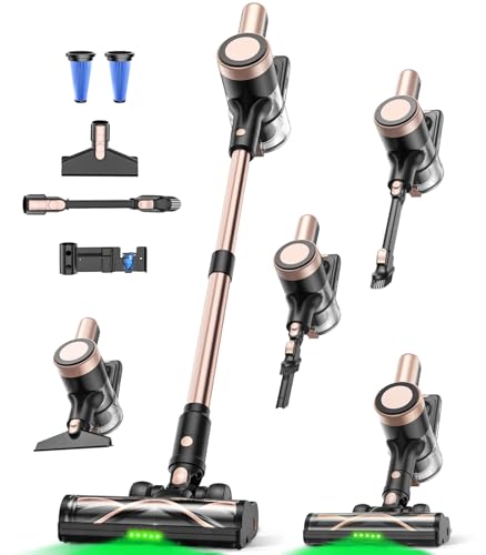 Cordless Vacuum Cleaner 46KPa/500W Stick Vacuum with 55 Mins Runtime Self-Standing Vacuum Cleaner for Home LED Display Anti-Tangle Brush Rechargeable Vacuum for Pet Hair Carpet & Hard Floors