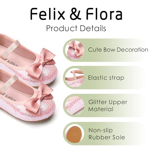 Image of Felix & Flora Toddler Flower Girl Dress Shoes - Girl Ballet Flats Party School Shoes Wedding
