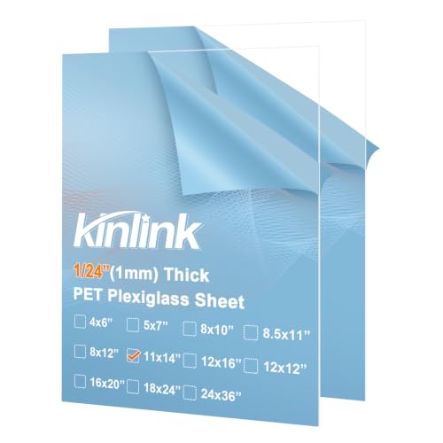 Image of 11x14 Plexiglass Sheets 1 /24 inch Thick, 1mm Clear PET Plastic Sheet for DIY Project, Craft, Table Top, Picture Frame, Acrylic Sign and Wedding Invitation 2 Pack